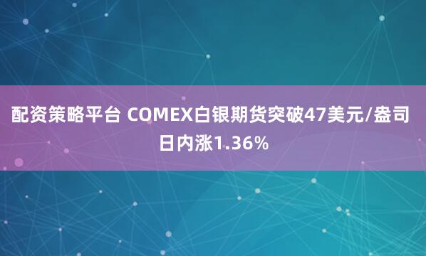 配资策略平台 COMEX白银期货突破47美元/盎司 日内涨1.36%