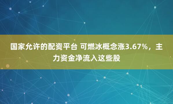 国家允许的配资平台 可燃冰概念涨3.67%，主力资金净流入这些股